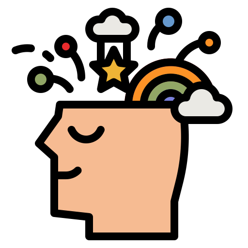 A human figure head with rainbow, star and clouds bubbling out the top.   This could represent creative fulfillment.  Learn more about how you can find creative fulfillment in Ontario, CA by searching for an Ontario therapist. They can assist you in creating a creative fulfillment in Ontario, CA via online therapy in Ontario and other services.